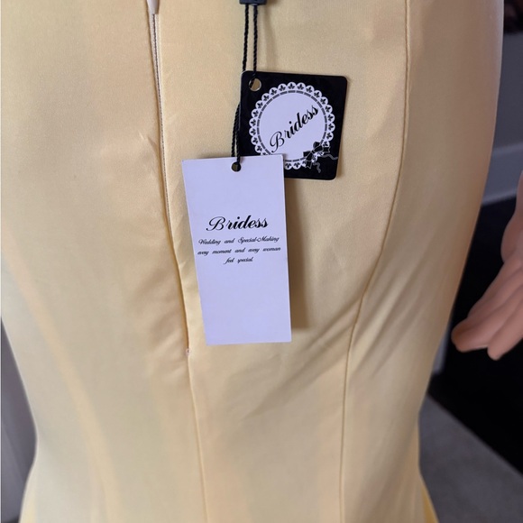 Long Formal Yellow Dress (new with tags) Spaghetti Straps, Split-Front, Backless - Picture 9 of 14